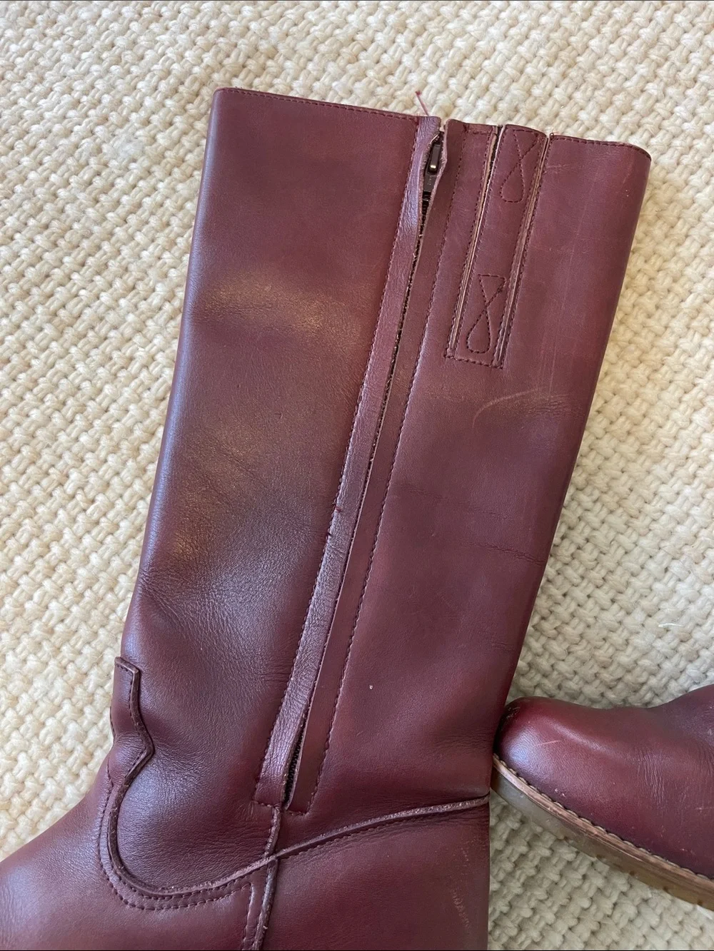 L.L. Bean Burgundy Leather Knee Boots